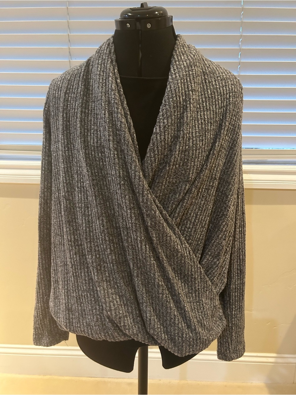 Anthropologie Ribbed Wrap Cardigan - Gray